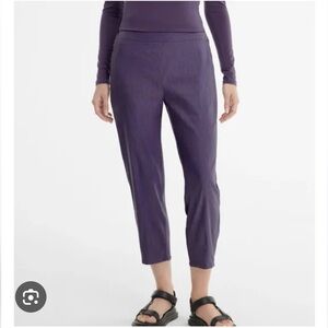 Sarah Pacini Purple Egg Plant Linen Stretch side zipper Ankle Cropped Pant Sz 2